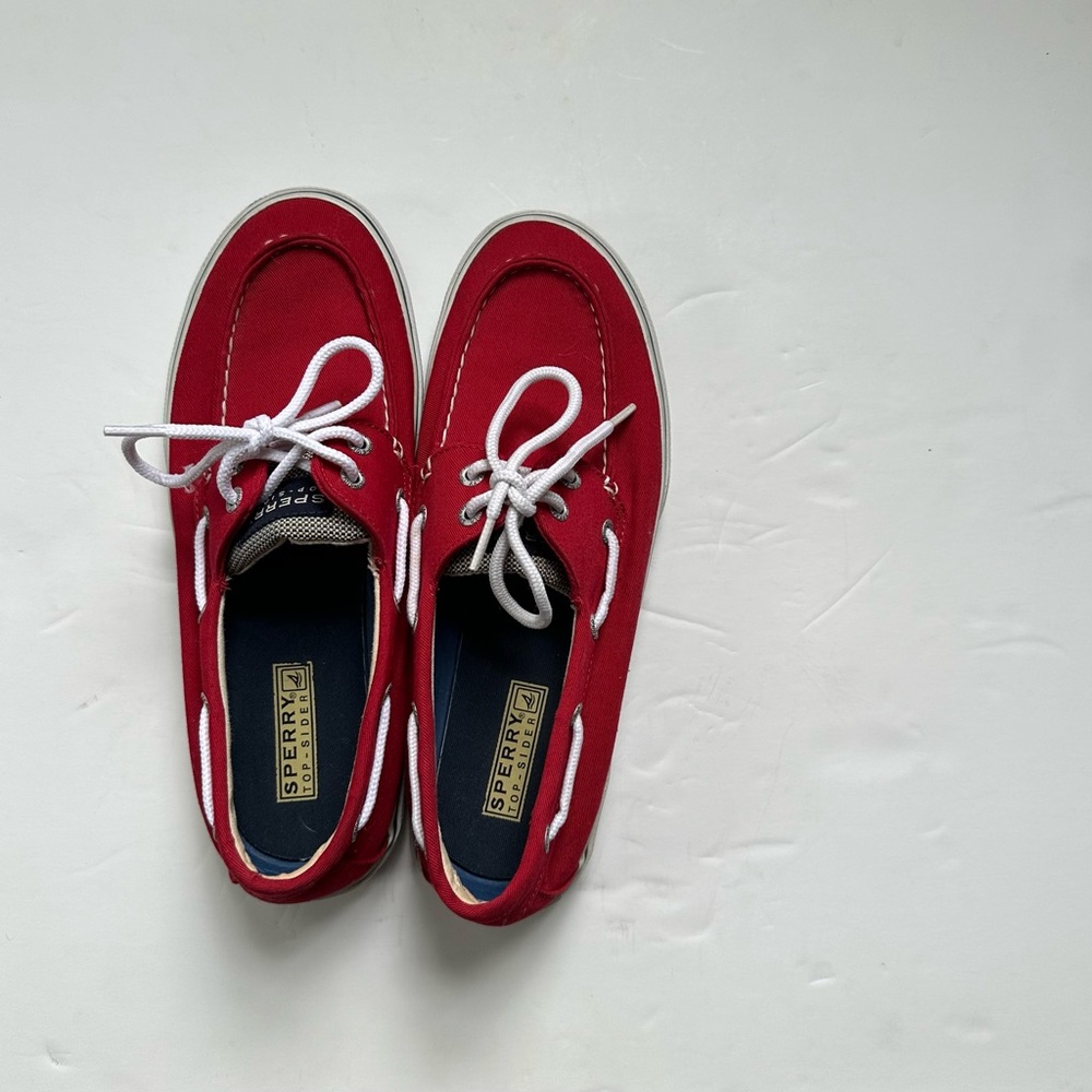 Sperry Red Canvas Boat Shoes Low Top Sneakers